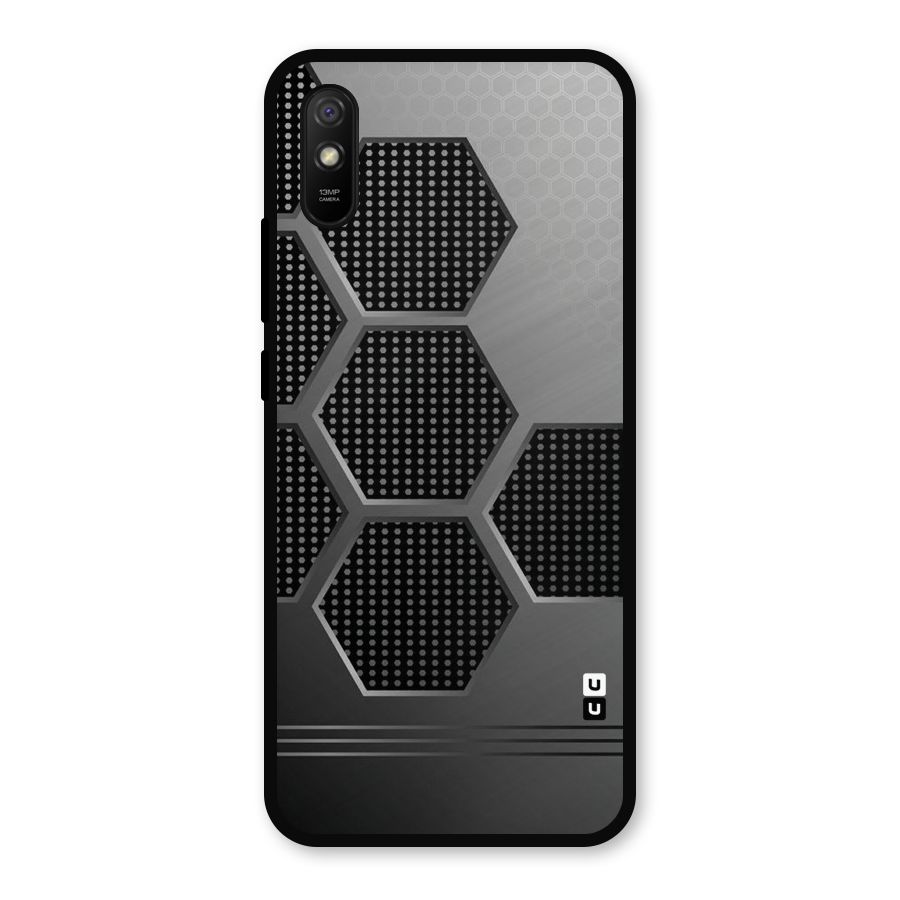 Grey Black Hexa Metal Back Case for Redmi 9a