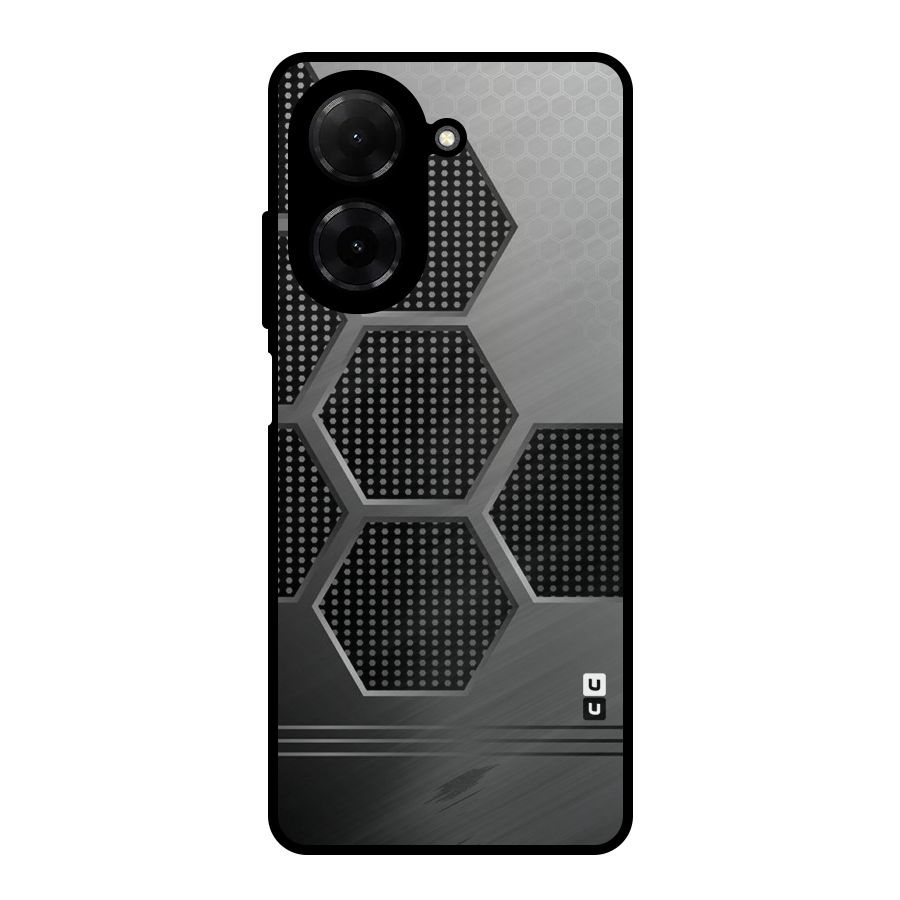 Grey Black Hexa Metal Back Case for Redmi A5 4G