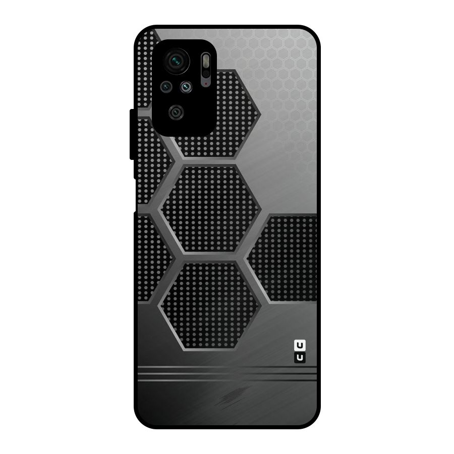 Grey Black Hexa Metal Back Case for Redmi Note 10