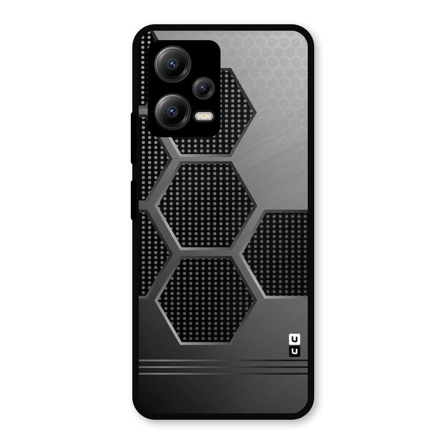 Grey Black Hexa Metal Back Case for Redmi Note 12 5G