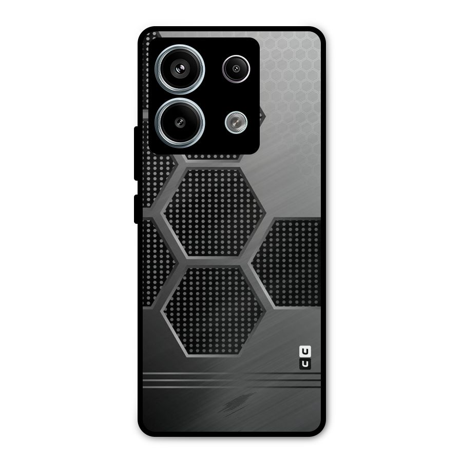 Grey Black Hexa Metal Back Case for Redmi Note 13 Pro 5G