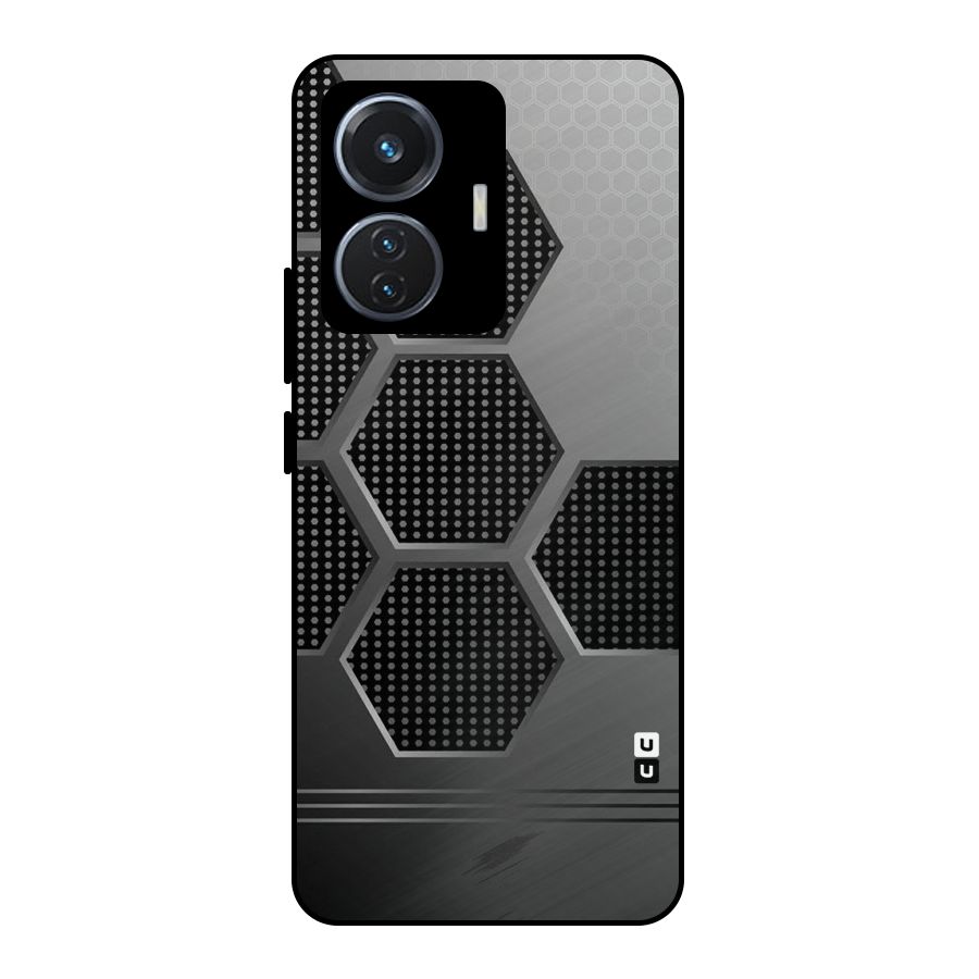 Grey Black Hexa Metal Back Case for Vivo T1 44W