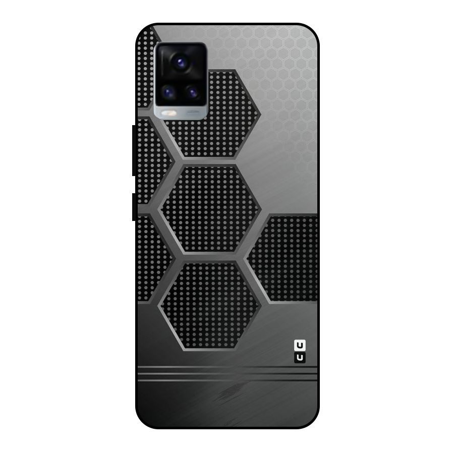 Grey Black Hexa Metal Back Case for Vivo V20