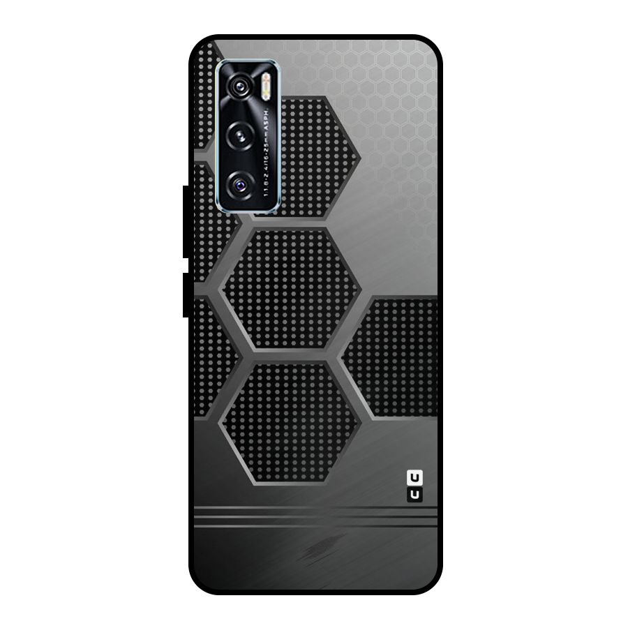 Grey Black Hexa Metal Back Case for Vivo V20 SE