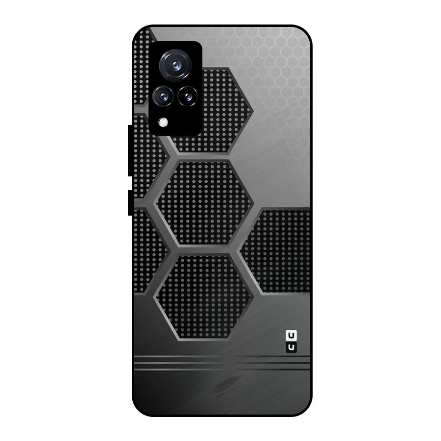 Grey Black Hexa Metal Back Case for Vivo V21 5G