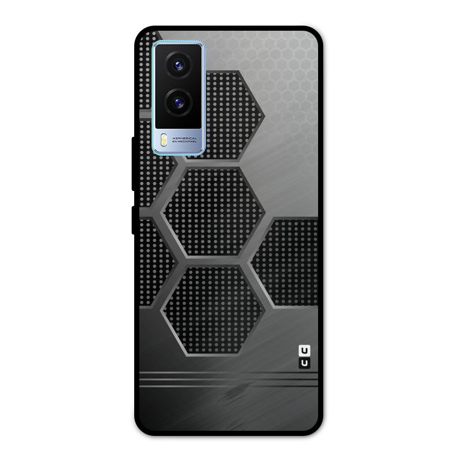 Grey Black Hexa Metal Back Case for Vivo V21e 5G