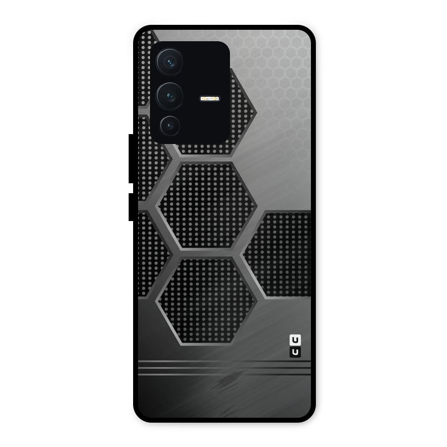 Grey Black Hexa Metal Back Case for Vivo V23 5G