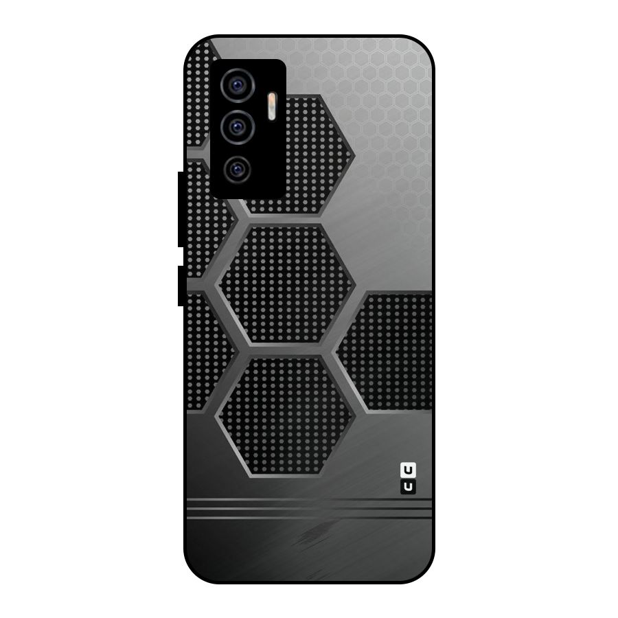 Grey Black Hexa Metal Back Case for Vivo V23e