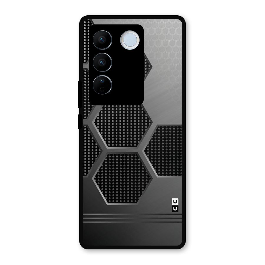 Grey Black Hexa Metal Back Case for Vivo V27 Pro