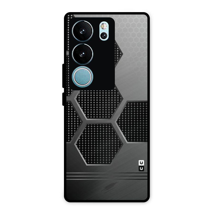 Grey Black Hexa Metal Back Case for Vivo V29 Pro