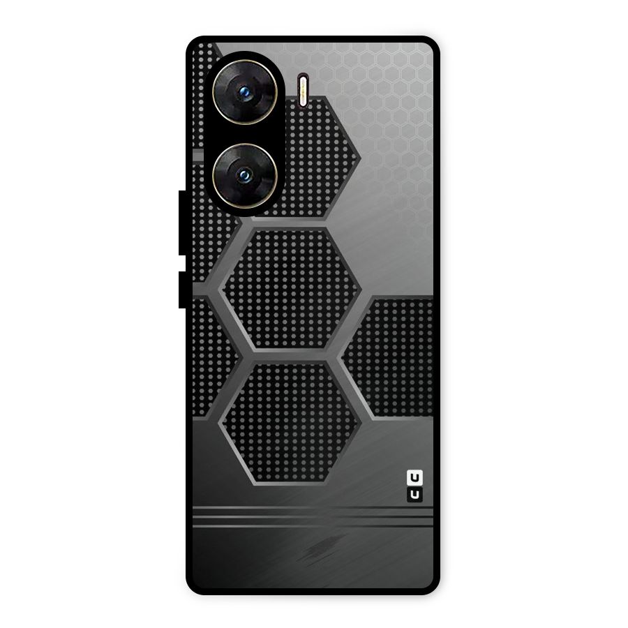 Grey Black Hexa Metal Back Case for Vivo V29e