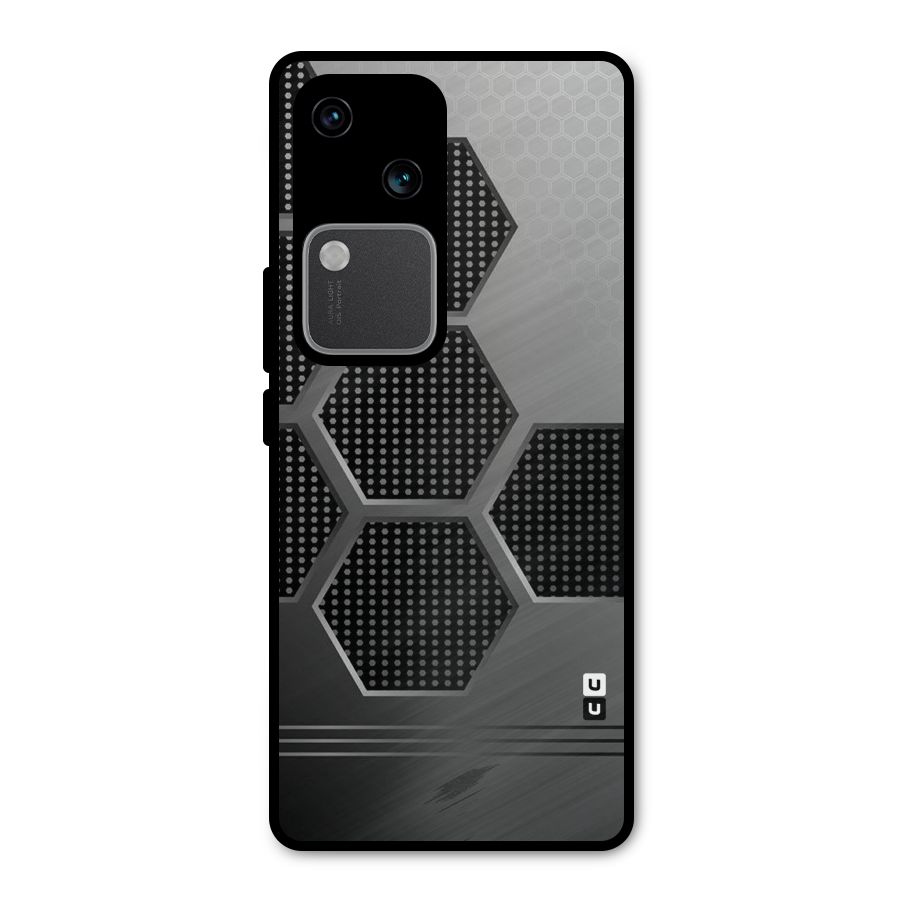 Grey Black Hexa Metal Back Case for Vivo V30 Pro