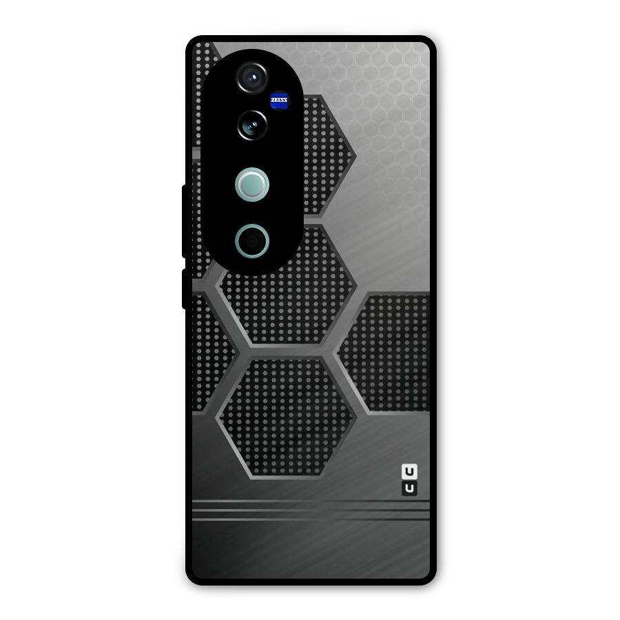 Grey Black Hexa Metal Back Case for Vivo V40