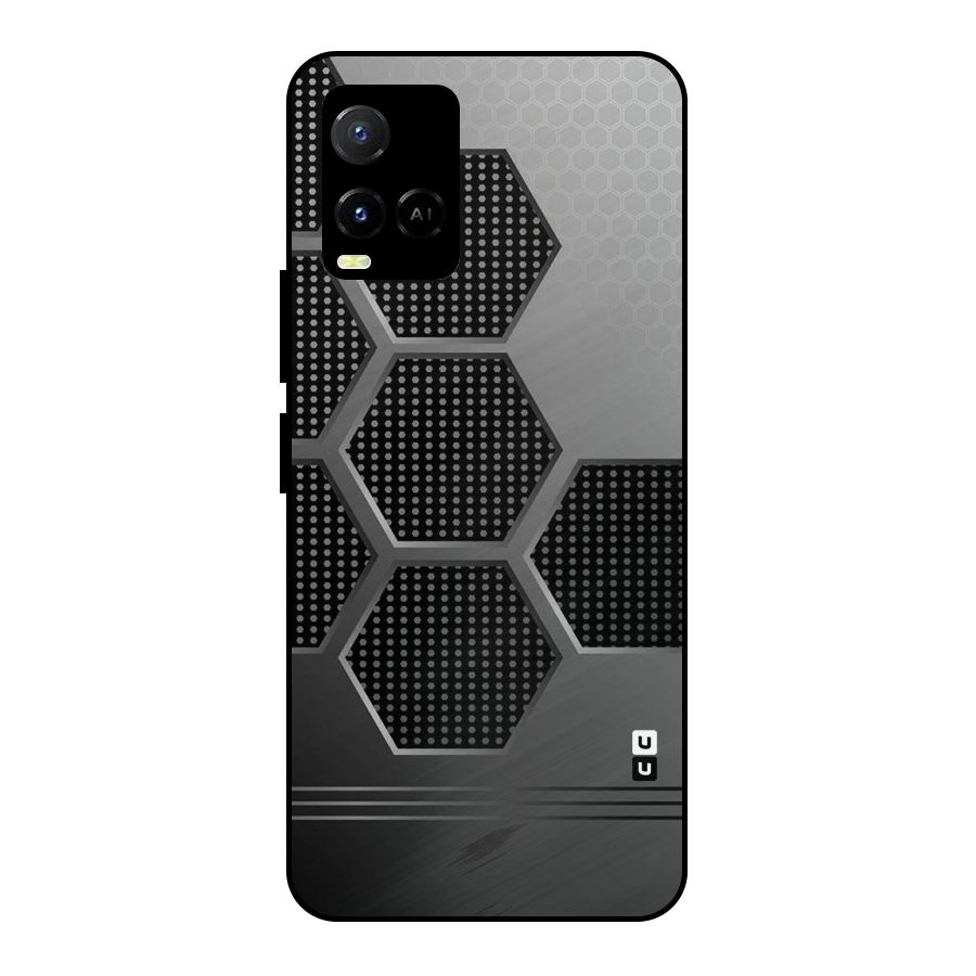 Grey Black Hexa Metal Back Case for Vivo Y21