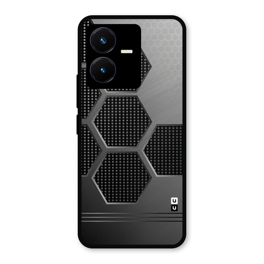 Grey Black Hexa Metal Back Case for Vivo Y22
