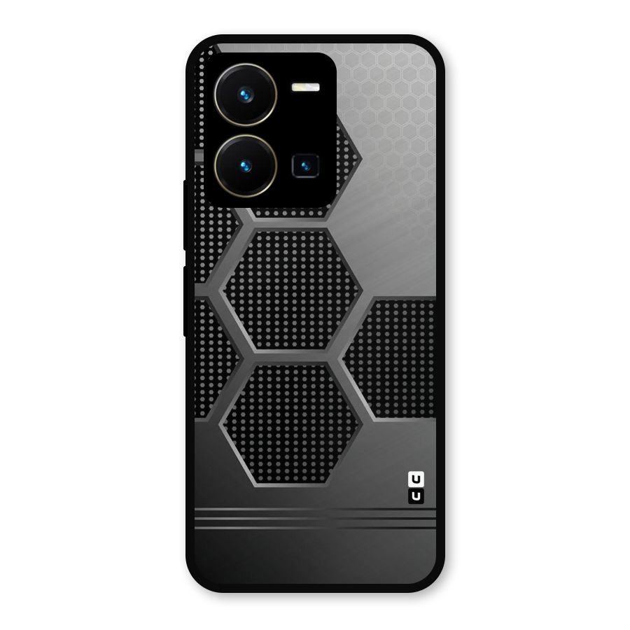 Grey Black Hexa Metal Back Case for Vivo Y35