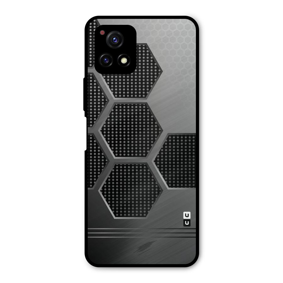 Grey Black Hexa Metal Back Case for Vivo Y72 5G