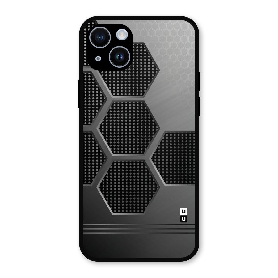 Grey Black Hexa Metal Back Case for iPhone 14