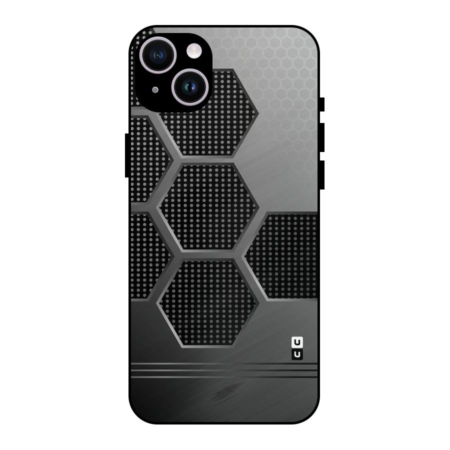 Grey Black Hexa Metal Back Case for iPhone 14 Plus
