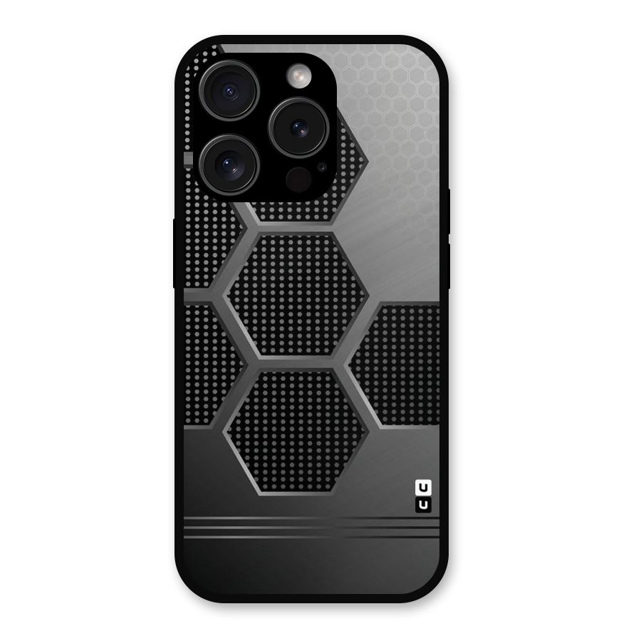 Grey Black Hexa Metal Back Case for iPhone 15 Pro