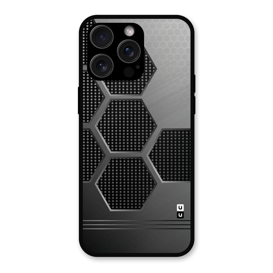 Grey Black Hexa Metal Back Case for iPhone 15 Pro Max
