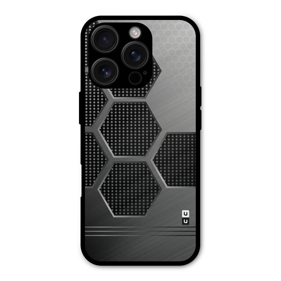 Grey Black Hexa Metal Back Case for iPhone 16 Pro