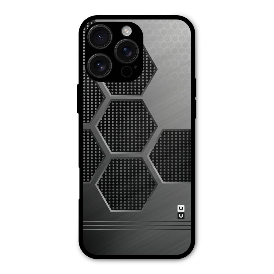 Grey Black Hexa Metal Back Case for iPhone 16 Pro Max