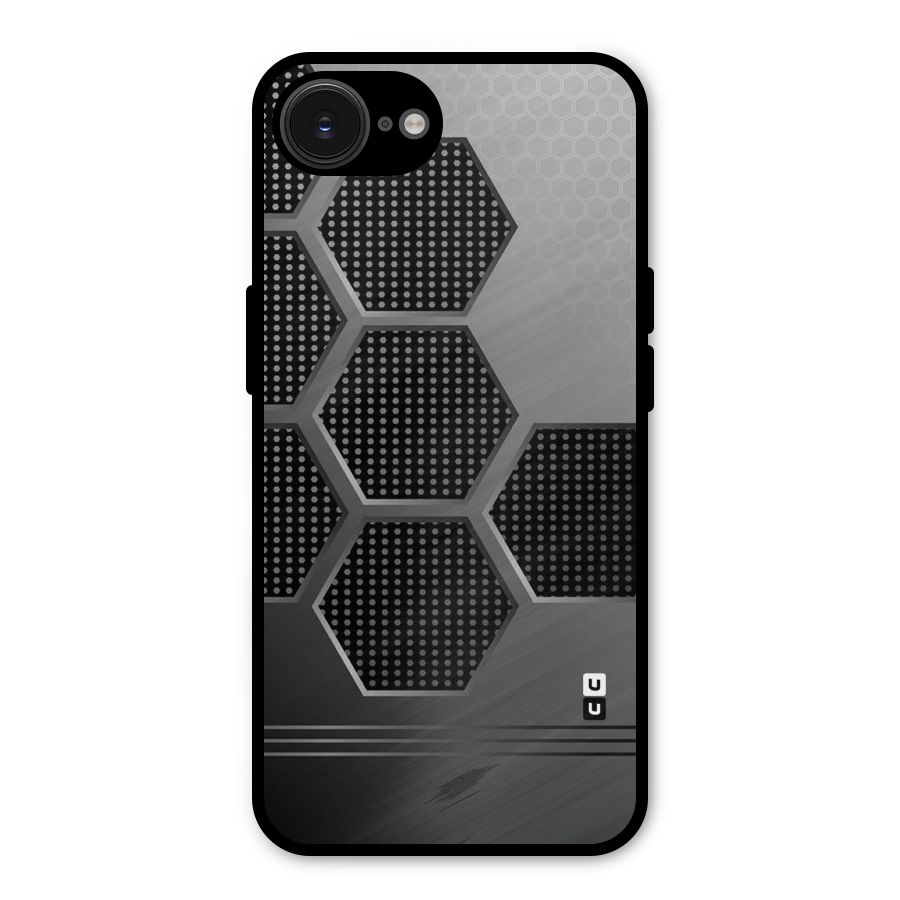 Grey Black Hexa Metal Back Case for iPhone 16e