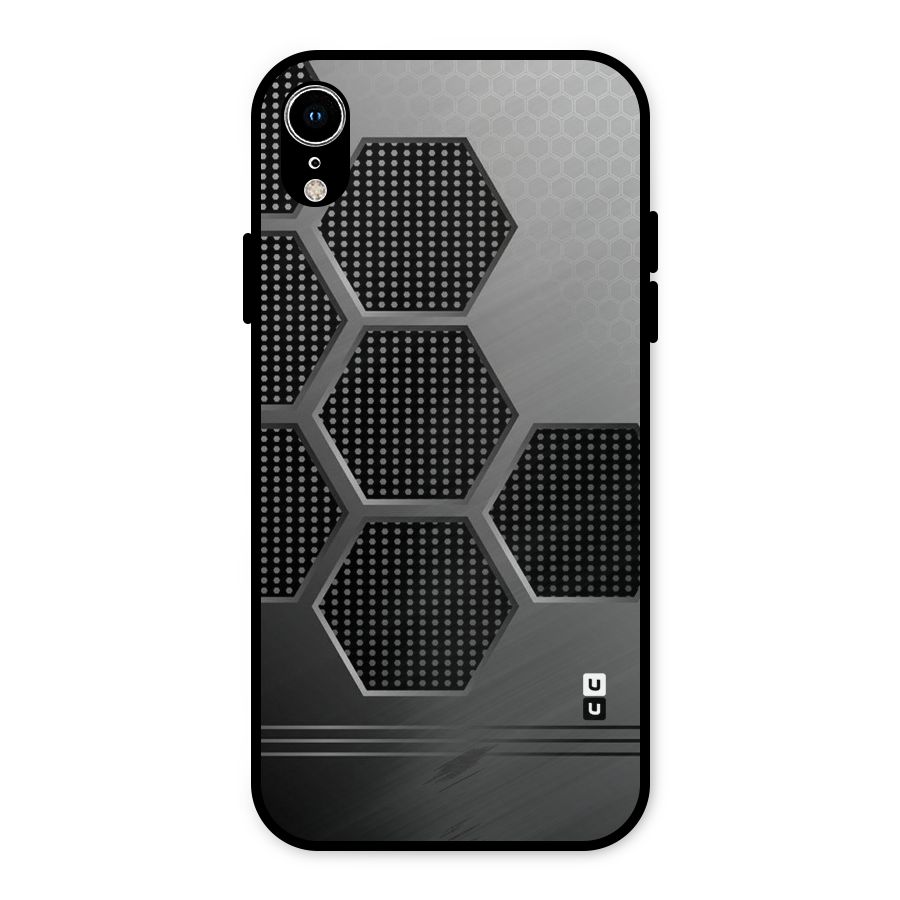 Grey Black Hexa Metal Back Case for iPhone XR