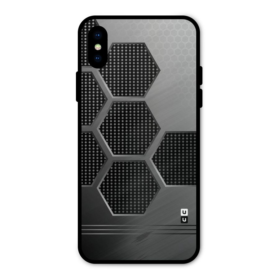 Grey Black Hexa Metal Back Case for iPhone XS