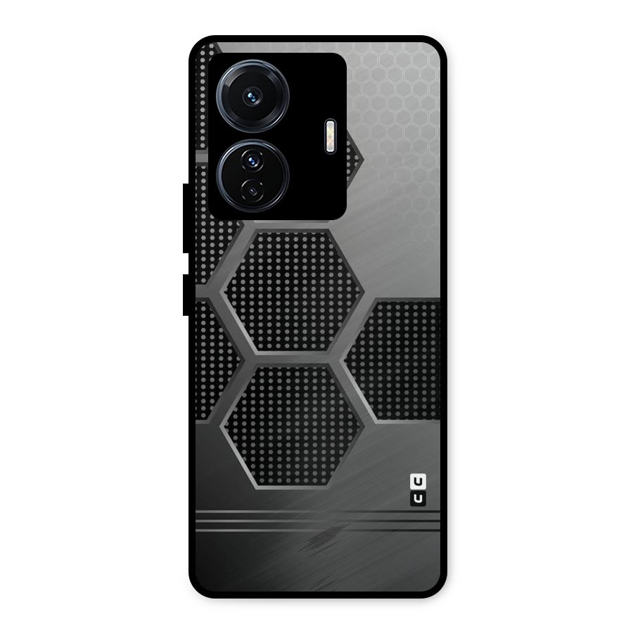 Grey Black Hexa Metal Back Case for iQOO Z6