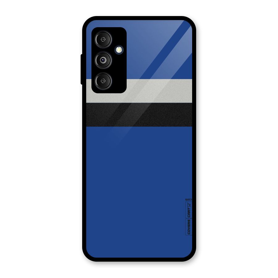 Grey Black Strips Glass Back Case for Galaxy M14 5G