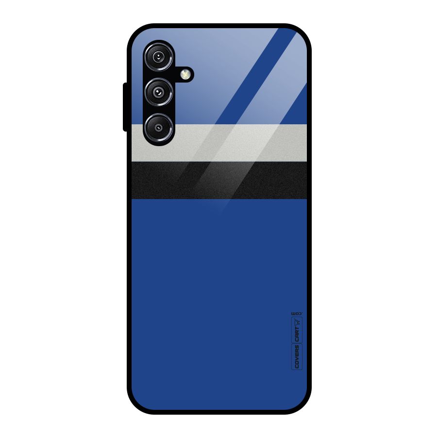 Grey Black Strips Glass Back Case for Galaxy M34 5G