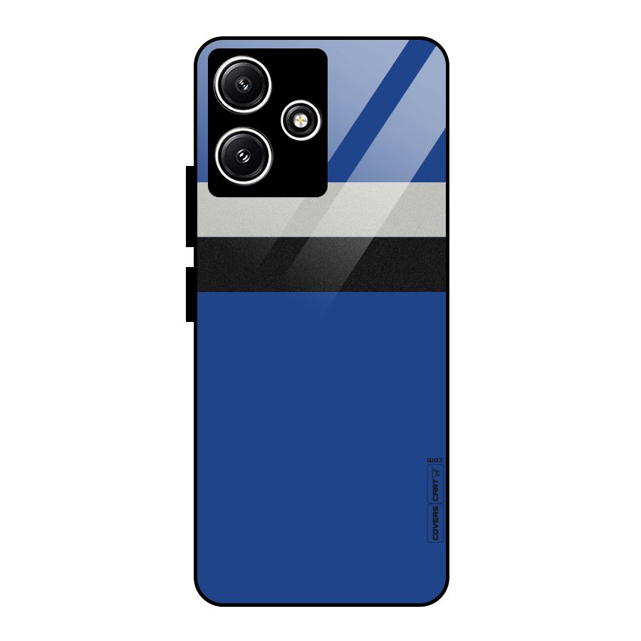 Grey Black Strips Glass Back Case for Poco M6 Pro
