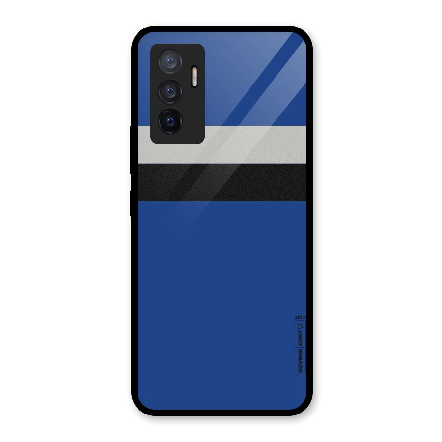 Grey Black Strips Glass Back Case for Vivo V23e