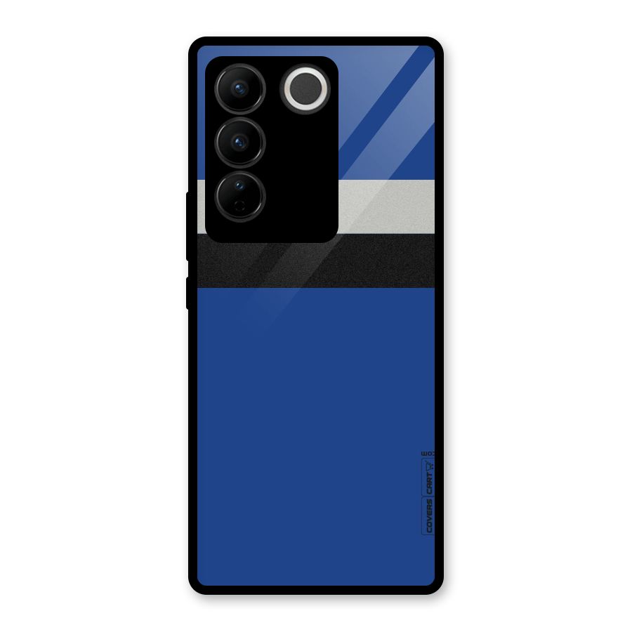 Grey Black Strips Glass Back Case for Vivo V27