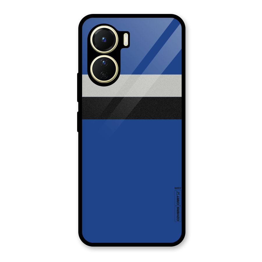 Grey Black Strips Glass Back Case for Vivo Y56