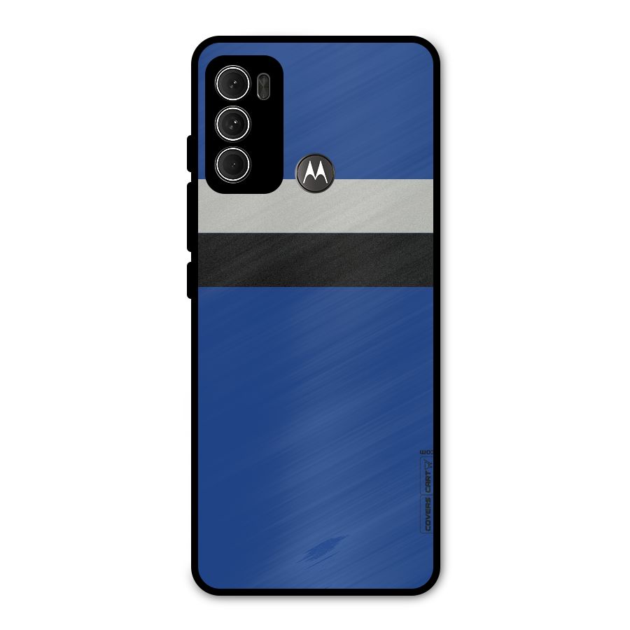 Grey Black Strips Metal Back Case for Moto G60