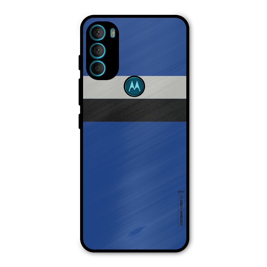 Grey Black Strips Metal Back Case for Moto G71 5G