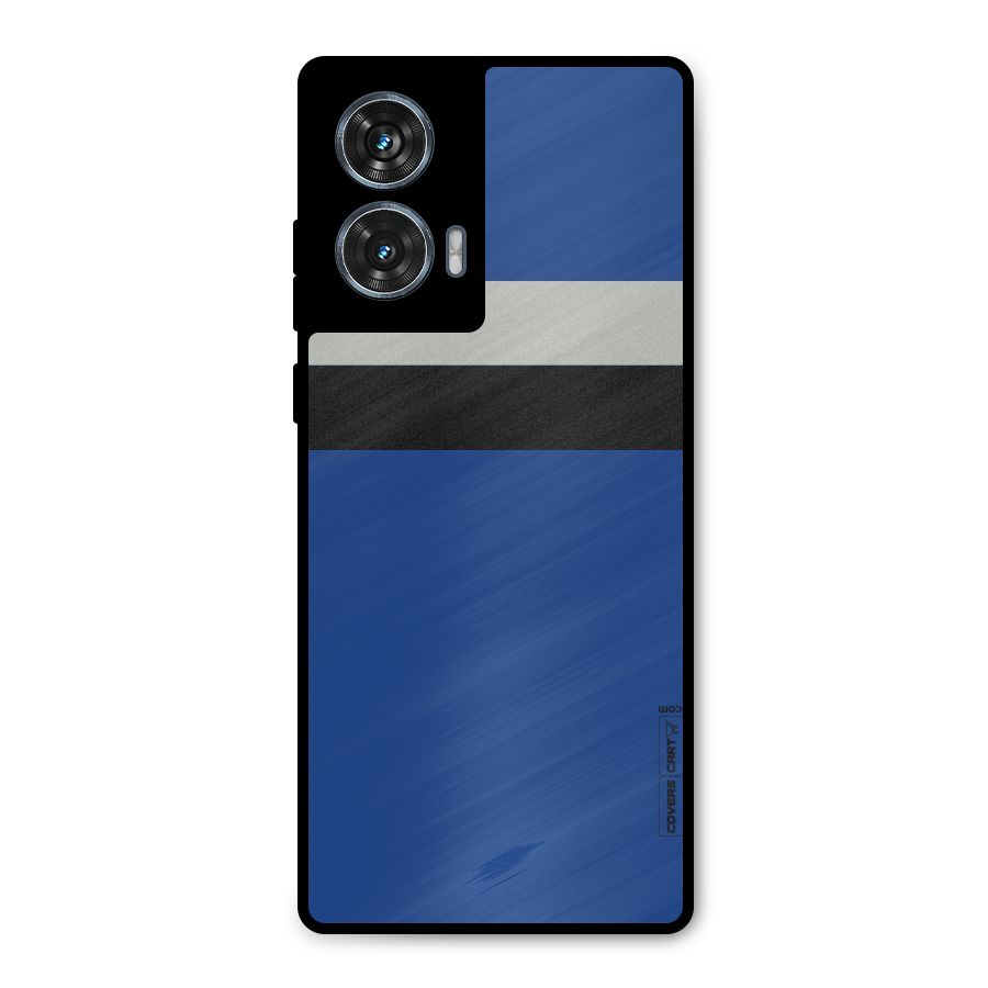 Grey Black Strips Metal Back Case for Motorola Edge 50 Fusion