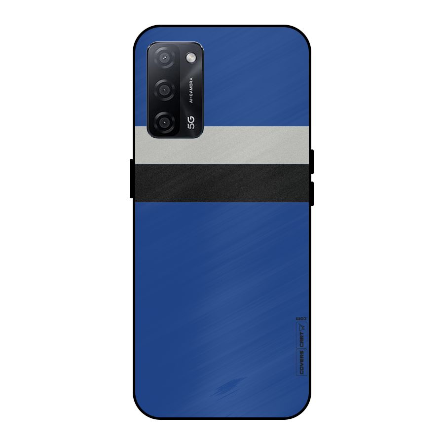 Grey Black Strips Metal Back Case for Oppo A53s 5G