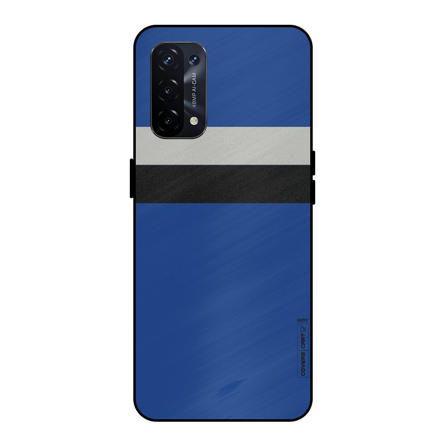 Grey Black Strips Metal Back Case for Oppo A74 5G