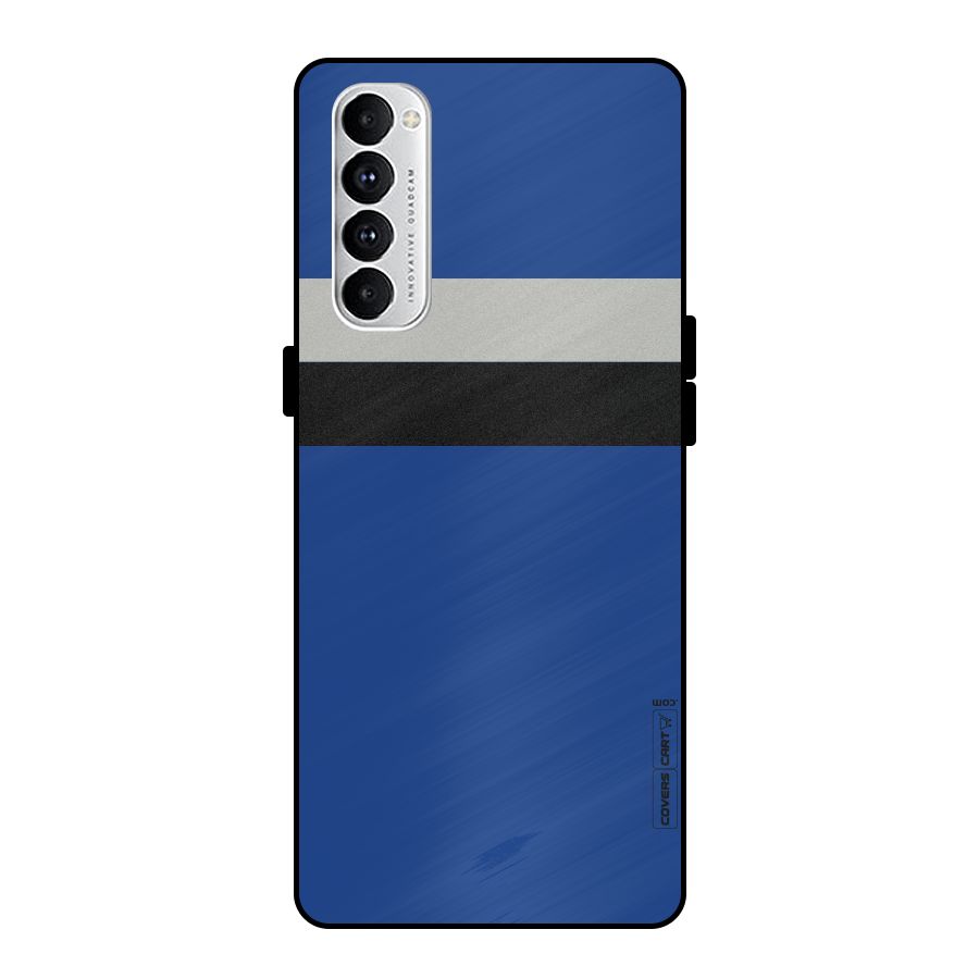 Grey Black Strips Metal Back Case for Oppo Reno4 Pro