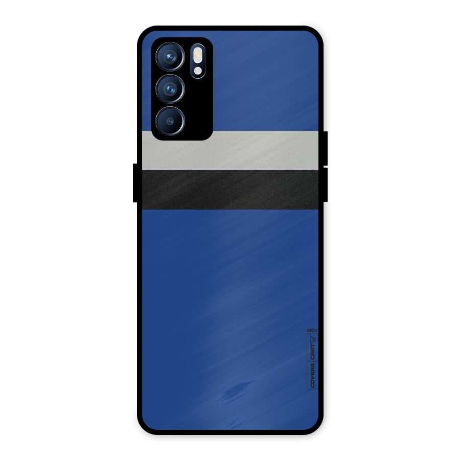 Grey Black Strips Metal Back Case for Oppo Reno6 5G