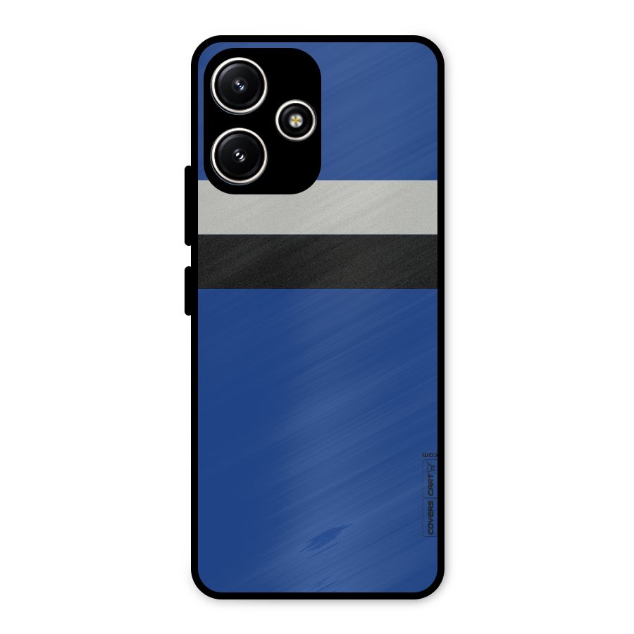 Grey Black Strips Metal Back Case for Poco M6 Pro