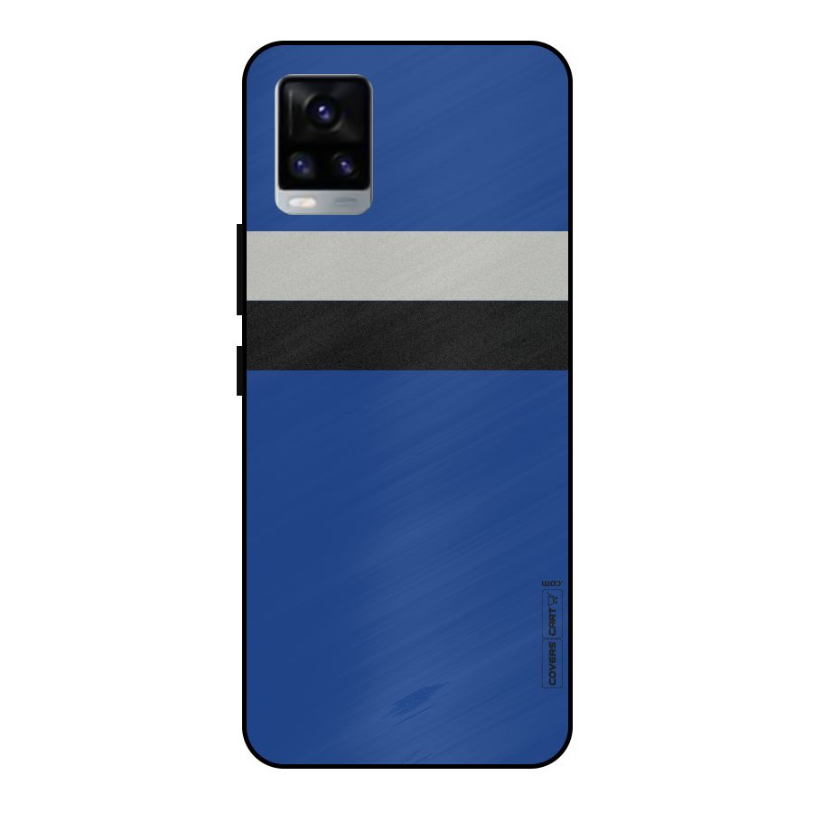 Grey Black Strips Metal Back Case for Vivo V20 2021