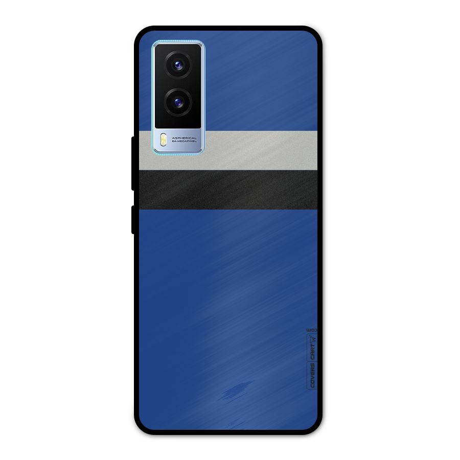 Grey Black Strips Metal Back Case for Vivo V21e 5G