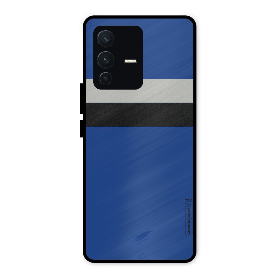 Grey Black Strips Metal Back Case for Vivo V23 5G