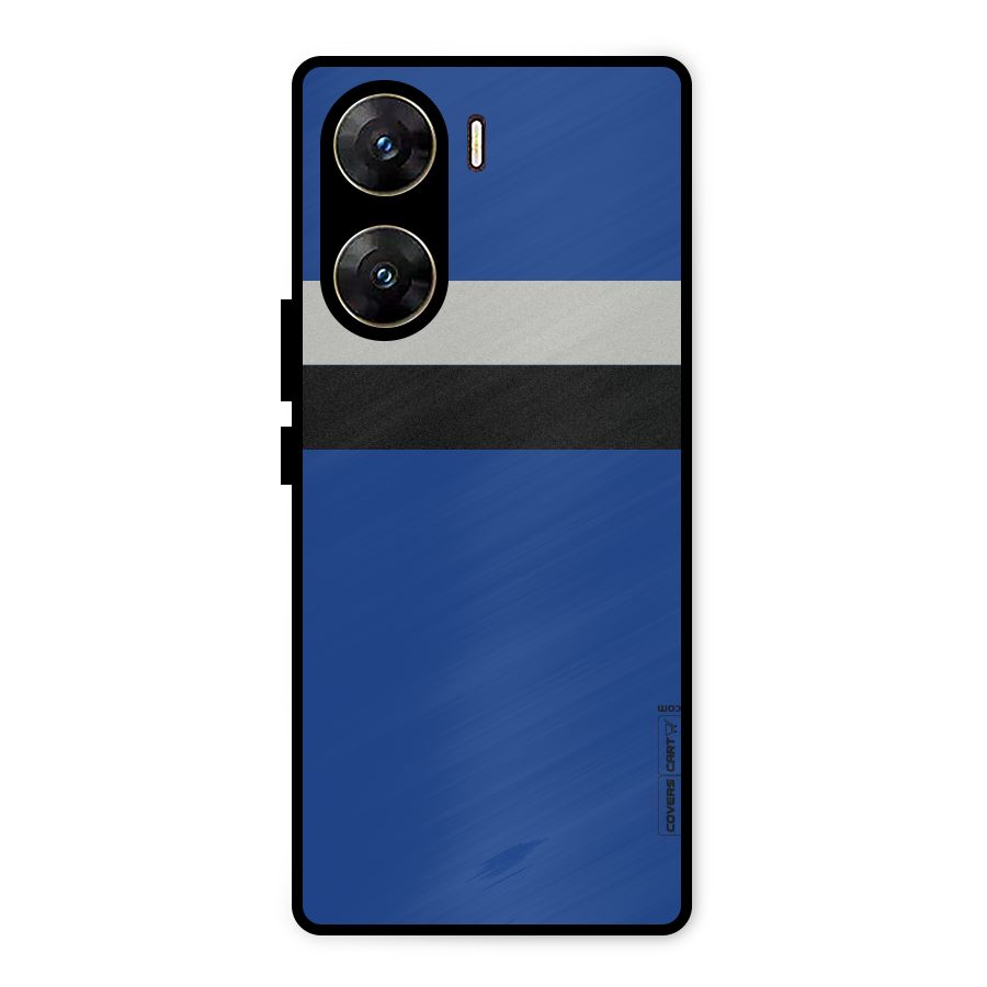 Grey Black Strips Metal Back Case for Vivo V29e