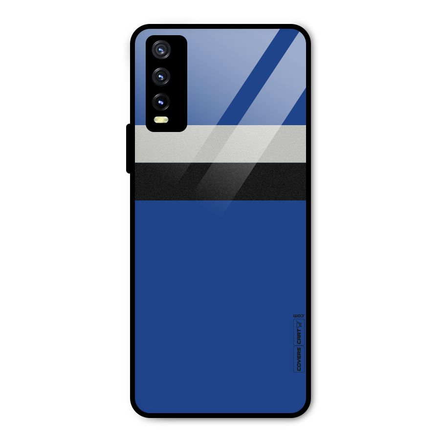Grey Black Strips Metal Back Case for Vivo Y20 2021